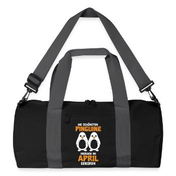 April Birthday Penguin Saying Funny - Recycled Duffel Bag - black/graphite grey - Front