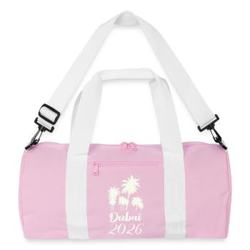 Dubai Palm Trees 2026 Script - Recycled Duffel Bag - pink/white - Front