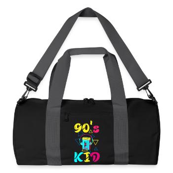 90s Kid Forever – Retro-T-Shirt für Fans der 90er - Recycelte Duffel Bag - Schwarz/Graphitgrau - Vorne