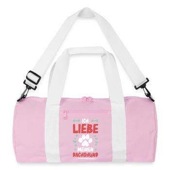 Ich liebe meinen Dachshund - Recycelte Duffel Bag - Rosa/Weiß - Vorne