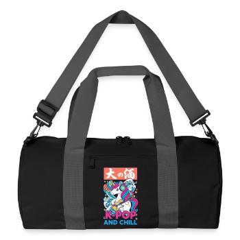 Anime de musique coréenne licorne mignonne et chill - Sac de sport recyclé - noir/gris graphite - Devant