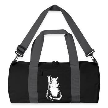 Vue arrière du Chat de Roche – Cornes de Diable - Sac de sport recyclé - noir/gris graphite - Devant