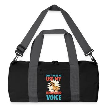 Dinosaur Voice Parent Humor – Mom Dad Life - Recycled Duffel Bag - black/graphite grey - Front