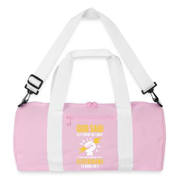 God Spoke Light for Electrician Let There Be Light - Recycled Duffel Bag - pink/white - Front