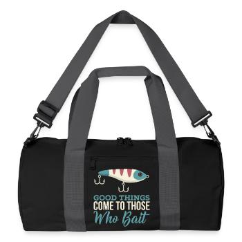 Predator fishing saying - sport fisherman - wobbler - Recycled Duffel Bag - black/graphite grey - Front