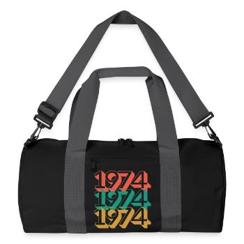 Retro 1974 Color Block Pattern - Recycled Duffel Bag - black/graphite grey - Front
