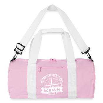 Borkum - Meine Lieblingsinsel - Recycelte Duffel Bag - Rosa/Weiß - Vorne