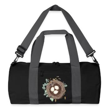 Bird's nest or Easter nest with three eggs and feathers - Recycled Duffel Bag - black/graphite grey - Front