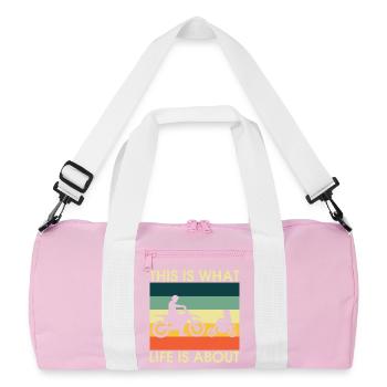 Silhouettes rétro de vélos ParentChild - Sac de sport recyclé - rose/blanc - Devant