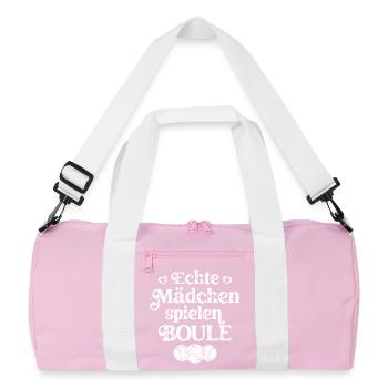 Echte Mädchen spielen Boule Bouler Boccia Spiel - Recycelte Duffel Bag - Rosa/Weiß - Vorne