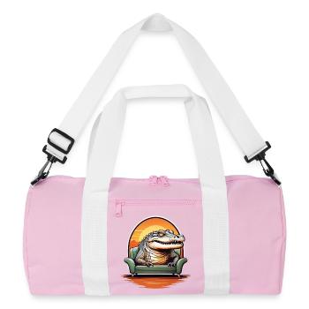 Alligator on sofa - Recycled Duffel Bag - pink/white - Front