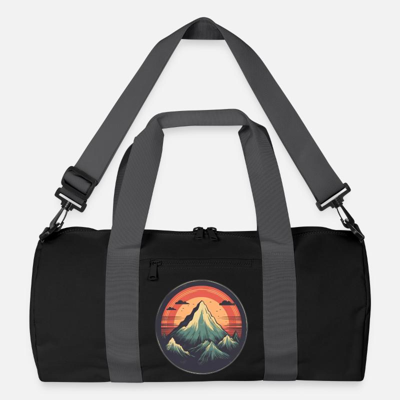 Stylized mountain panorama with sunset Recycled Duffel Bag