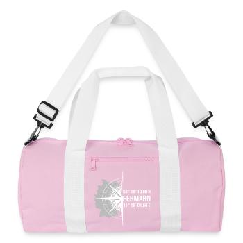 Koordinaten Fehmarn - Recycelte Duffel Bag - Rosa/Weiß - Vorne