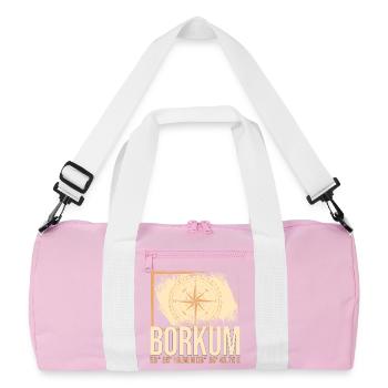 Borkum Koordinaten - Recycelte Duffel Bag - Rosa/Weiß - Vorne