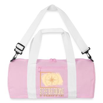 St Peter Ording Koordinaten - Recycelte Duffel Bag - Rosa/Weiß - Vorne