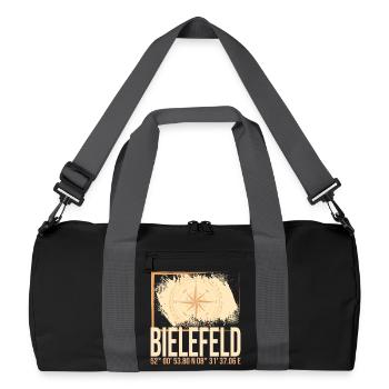 Bielefeld Koordinaten - Recycelte Duffel Bag - Schwarz/Graphitgrau - Vorne