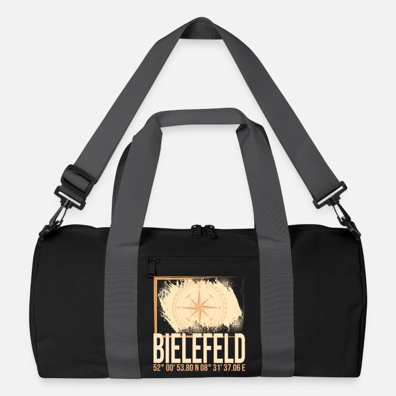 Bielefeld Koordinaten - Recycelte Duffel Bag - Schwarz/Graphitgrau