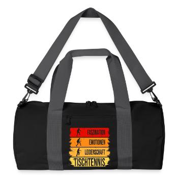 Faszination - Emotionen - Leidenschaft Tischtennis - Recycelte Duffel Bag - Schwarz/Graphitgrau - Vorne