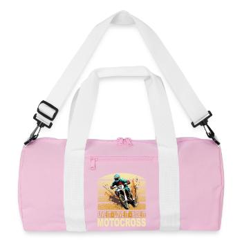 Live it Love it Ride it - Motocross - Recycelte Duffel Bag - Rosa/Weiß - Vorne