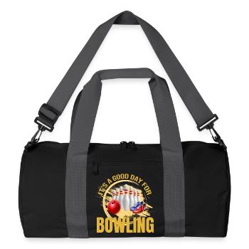 It s a good day for Bowling - Recycelte Duffel Bag - Schwarz/Graphitgrau - Vorne