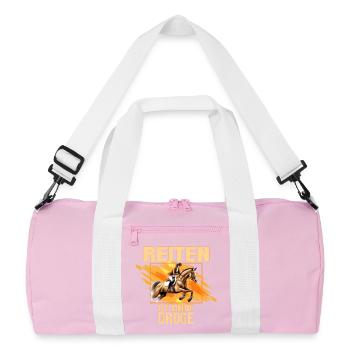 Reiten ist meine Droge - Recycelte Duffel Bag - Rosa/Weiß - Vorne