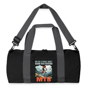 MTB: Wo die Straße endet beginnt mein Abenteuer - Recycelte Duffel Bag - Schwarz/Graphitgrau - Vorne