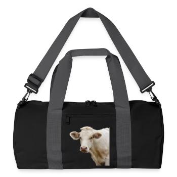 funny cow cow head gift farmer - Recycled Duffel Bag - black/graphite grey - Front