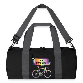 Design de vélo de route arc-en-ciel vibrant - Sac de sport recyclé - noir/gris graphite - Devant