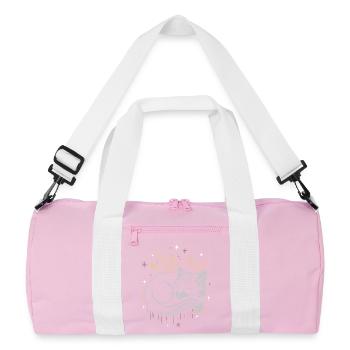 Schlafende Katze im Laub - Mystische Herbstnacht - Recycelte Duffel Bag - Rosa/Weiß - Vorne
