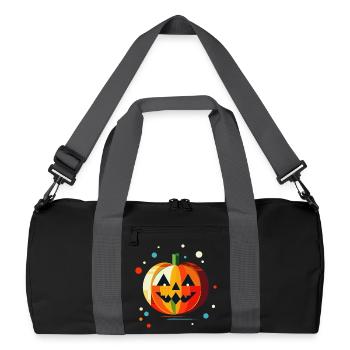 Geometrischer Halloween Kürbis in bunten Farben - Recycelte Duffel Bag - Schwarz/Graphitgrau - Vorne