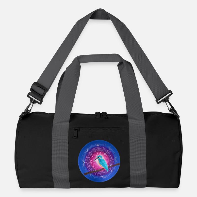 Mystischer Eisvogel mit Mandala Recycelte Duffel Bag
