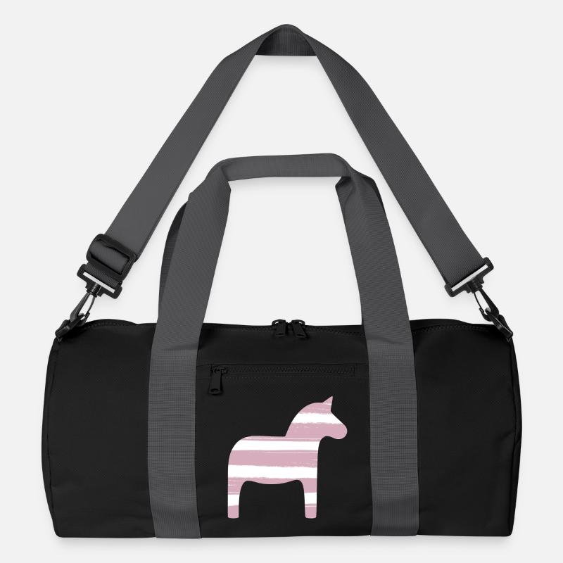 Dalapferd Streifen rosa Mädchen skandinavisch Deko Recycelte Duffel Bag
