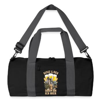Berge & Bier, darum bin ich hier - Recycelte Duffel Bag - Schwarz/Graphitgrau - Vorne