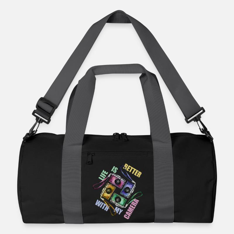 Life is better with my camera Recycelte Duffel Bag