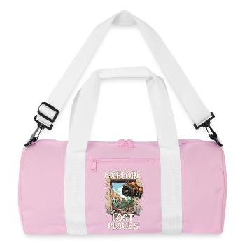 Explore Lost Places - Recycelte Duffel Bag - Rosa/Weiß - Vorne