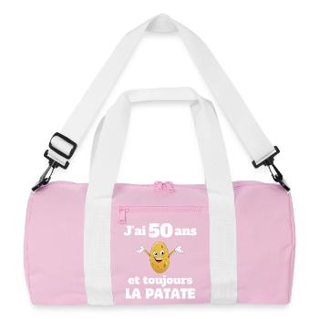 anniversaire, anniversaire 50 ans, cinquantaine - Sac de sport recyclé - rose/blanc - Devant
