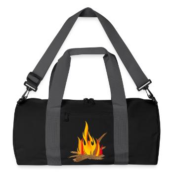 Campfire illustration with logs & flames - Recycled Duffel Bag - black/graphite grey - Front