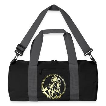 Reiten Pferd Silhouette - Recycelte Duffel Bag - Schwarz/Graphitgrau - Vorne