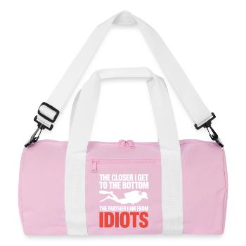 Plongée en bas : Plus proche plus loin des idiots - Sac de sport recyclé - rose/blanc - Devant