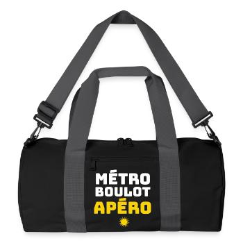 Métro Boulot Apéro Humour Routine Travail Soirée - Sac de sport recyclé - noir/gris graphite - Devant