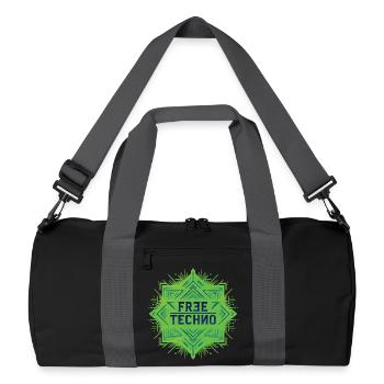 FREE TECHNO #1 – lass uns reden. - Recycelte Duffel Bag - Schwarz/Graphitgrau - Vorne