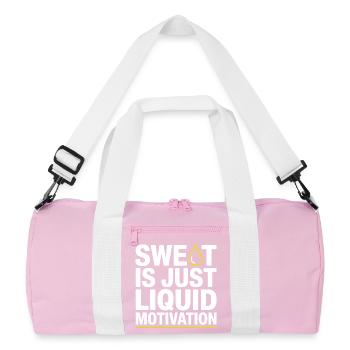 Sweat Is Just Liquid Motivation – Gym Saying - Recycled Duffel Bag - pink/white - Front