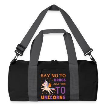 No drugs yes to unicorns - Recycled Duffel Bag - black/graphite grey - Front