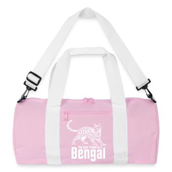 Bengal Lover "Best Friend" - Recycled Duffel Bag - pink/white - Front