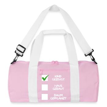 Enfant conçu (maison construite, arbre planté) blanc - Sac de sport recyclé - rose/blanc - Devant