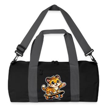 Aventure mignonne sur skateboard tigre - Sac de sport recyclé - noir/gris graphite - Devant
