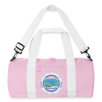 Frag mich nach meinem Betta-Aquarium - Recycelte Duffel Bag - Rosa/Weiß - Vorne