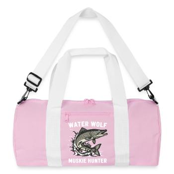 Fishing River Wolffish Aquatic Muskie - Recycled Duffel Bag - pink/white - Front
