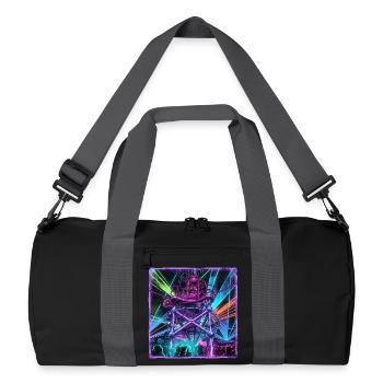 Retro Rave Electro - Recycelte Duffel Bag - Schwarz/Graphitgrau - Vorne