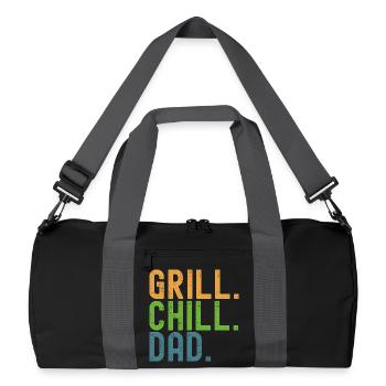 BBQ. Chill. Dad. Dads and crickets. - Recycled Duffel Bag - black/graphite grey - Front
